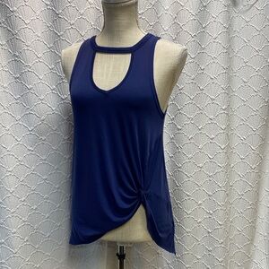 Chance or Fate size XS Navy Twist Detail Tank Top raw hem soft stretch casual